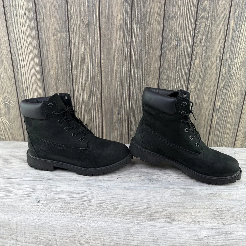Timberland Junior Size 7 Boots 6-Inch Premium Waterproof Black Nubuck 12907